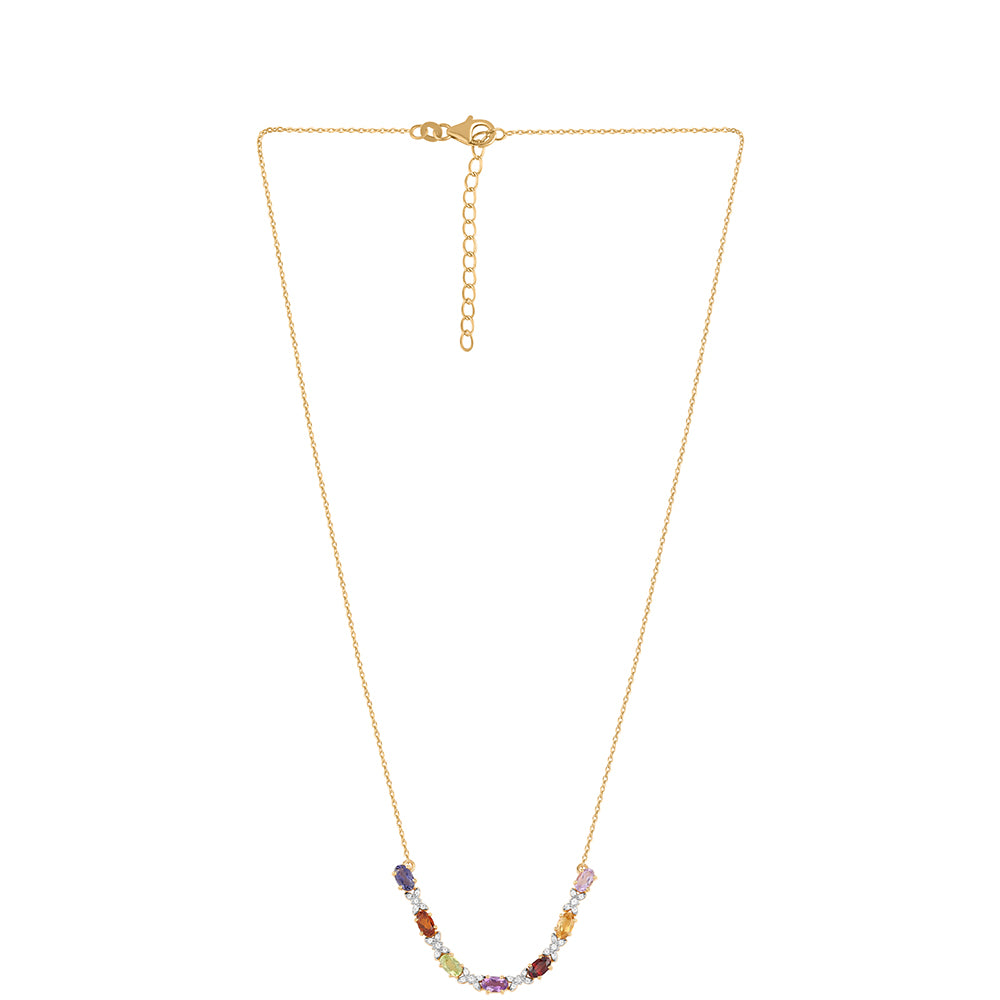 Collar de Plata Bañada en Oro con Amatista Rosa de Francia y Citrino 2 