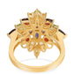 Anillo de Plata Bañada en Oro con Granate rojo y Peridoto
