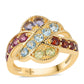 Anillo de Plata Bañada en Oro con Granate rojo y Peridoto