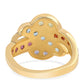 Anillo de Plata Bañada en Oro con Granate rojo y Peridoto