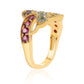 Anillo de Plata Bañada en Oro con Granate rojo y Peridoto