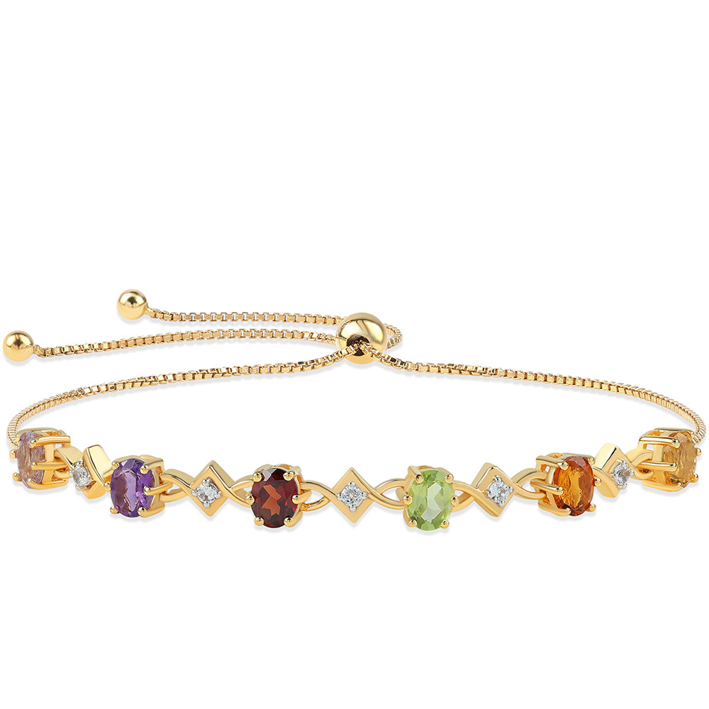 Pulsera de Plata Bañada en Oro con Amatista Rosa de Francia y Citrino 1 