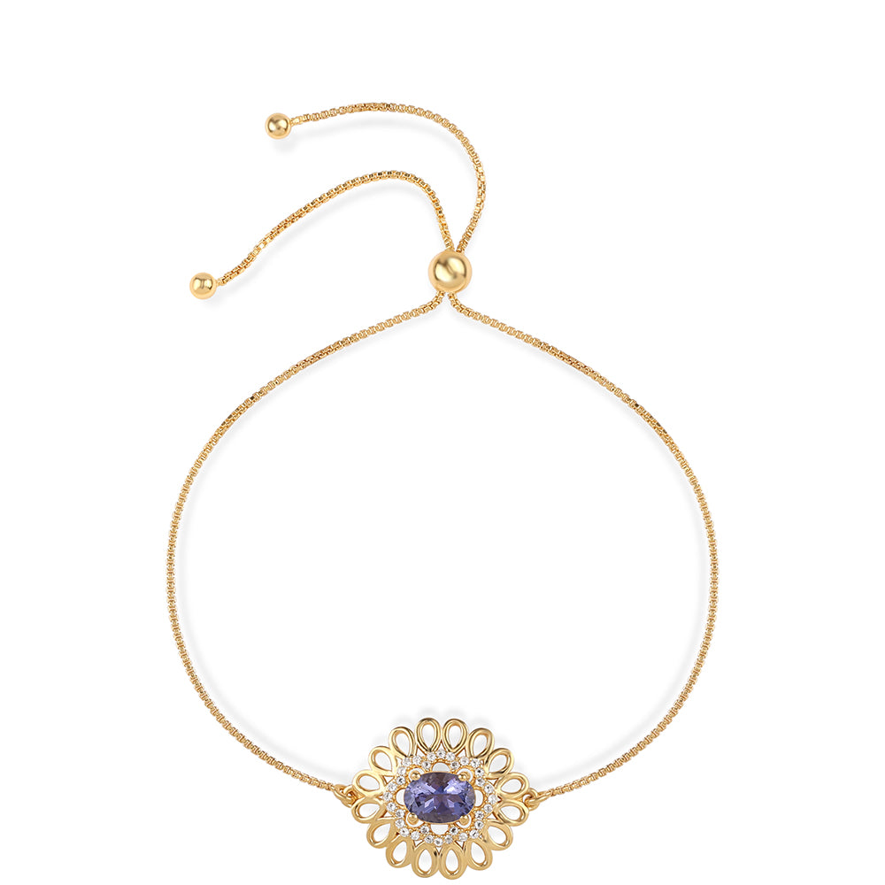 Pulsera de Plata Bañada en Oro con Lolita y Topacio Blanco 1 