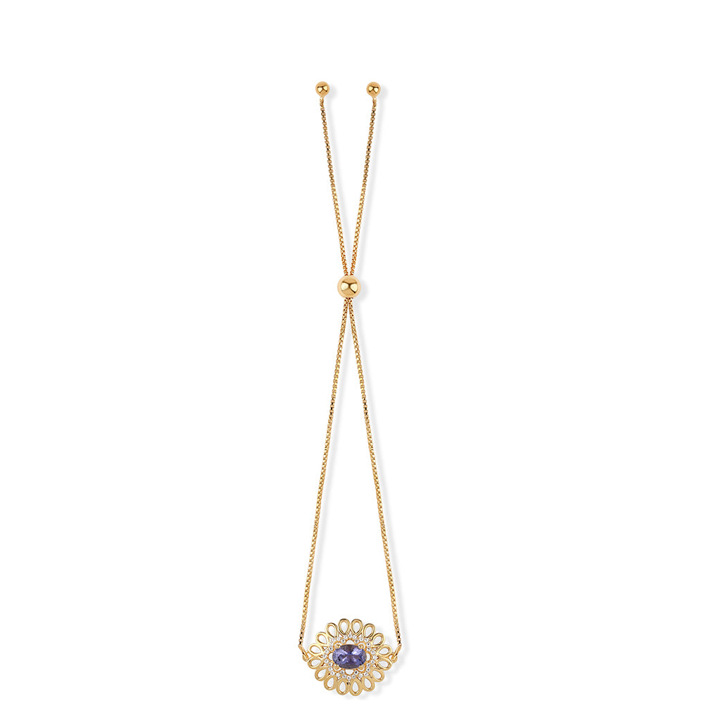 Pulsera de Plata Bañada en Oro con Lolita y Topacio Blanco