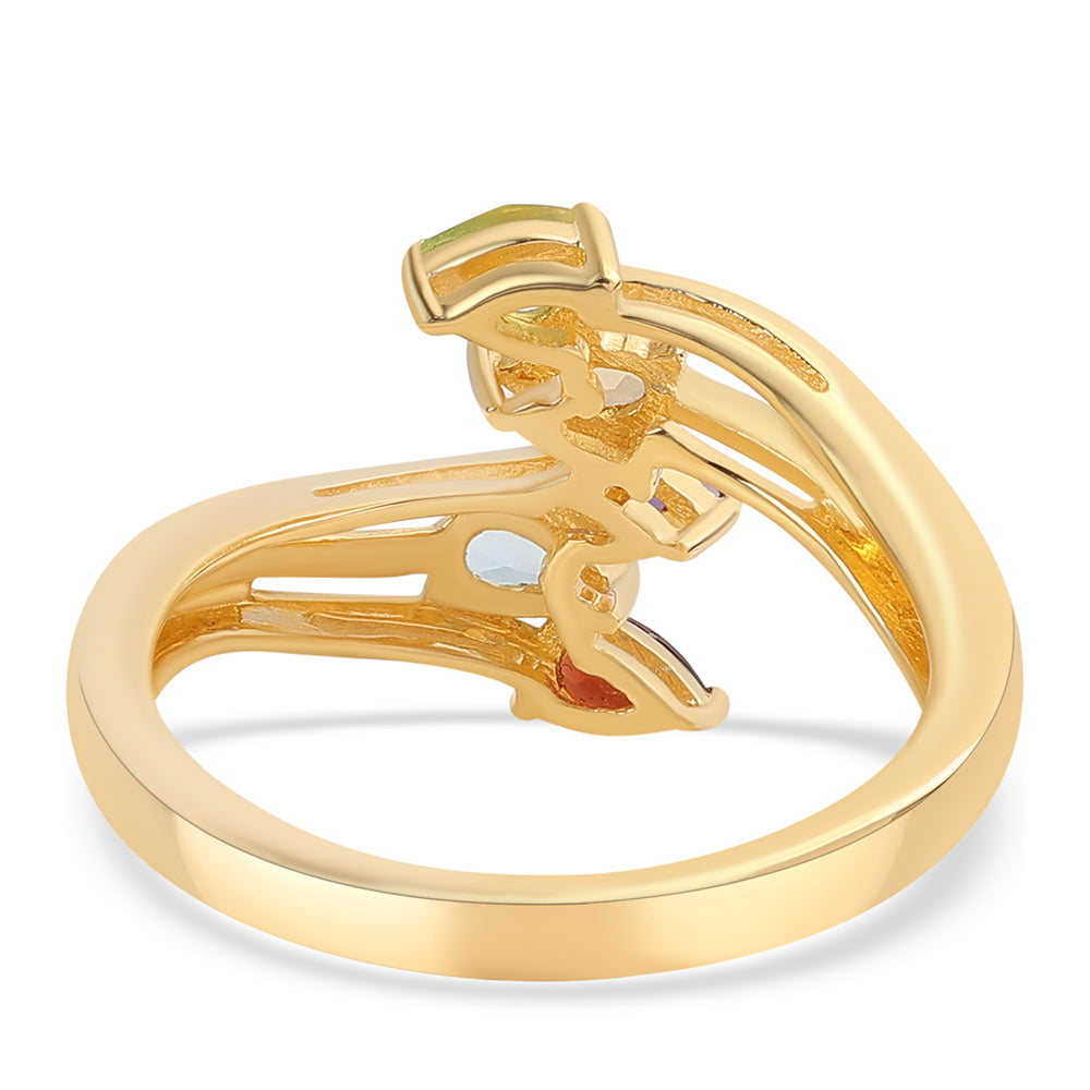 Anillo de Plata Bañada en Oro con Amatista de Africa y Citrino 2 
