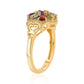 Anillo de Plata Bañada en Oro con Granate rojo y Citrino