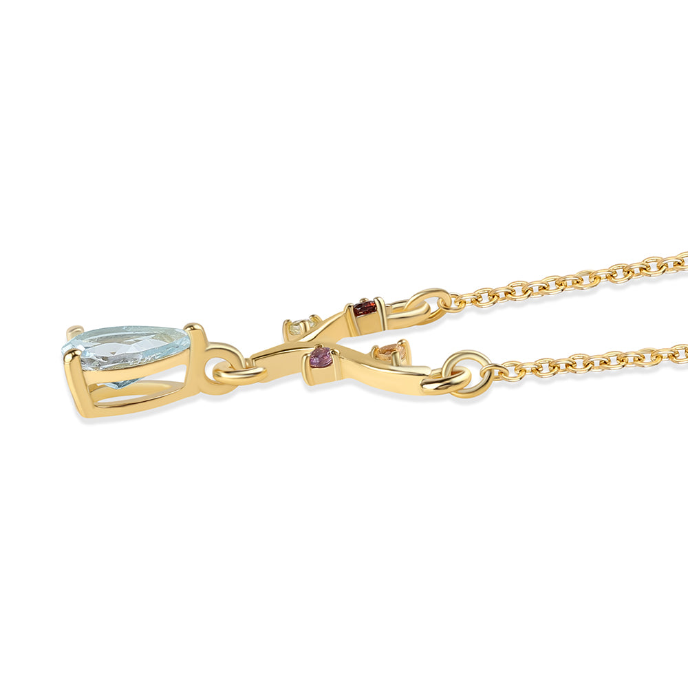 Collar de Plata Bañada en Oro con Granate rojo y Peridoto 5 