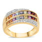 Anillo de Plata Bañada en Oro con Amatista de Africa y Granate rojo