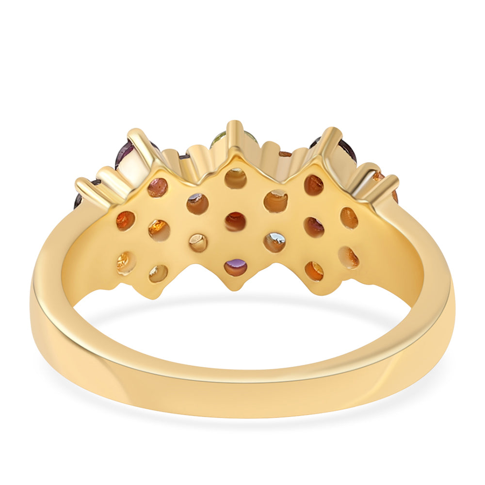 Anillo de Plata Bañada en Oro con Amatista de Africa y Granate rojo 2 