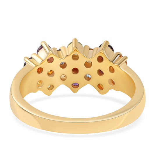 Anillo de Plata Bañada en Oro con Amatista de Africa y Granate rojo