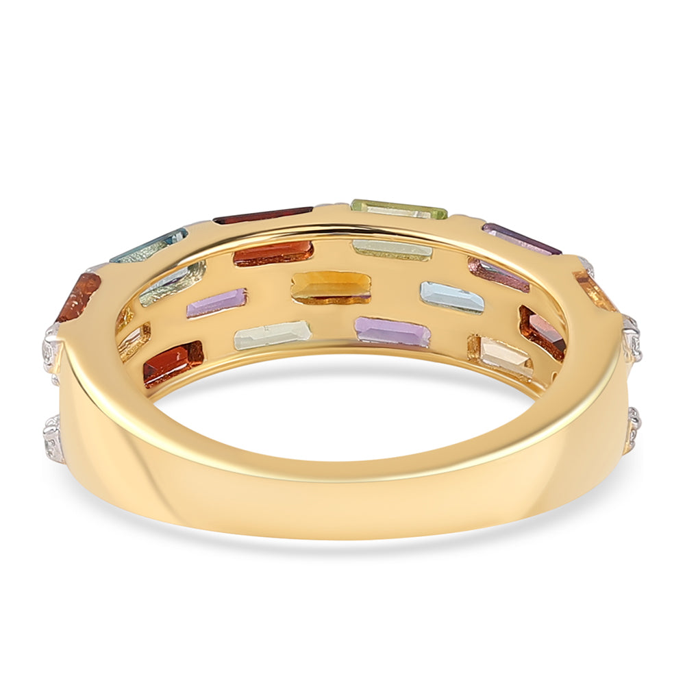 Anillo de Plata Bañada en Oro con Amatista de Africa y Citrino