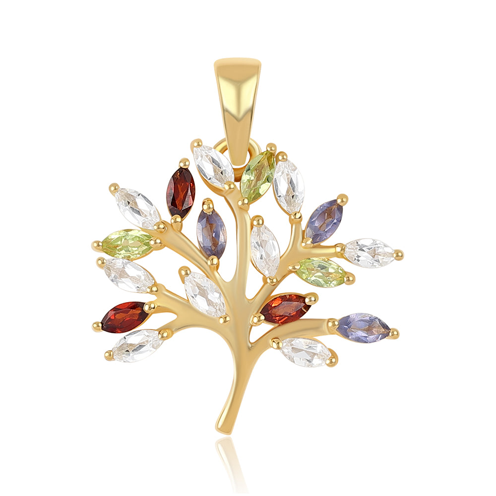 Colgante de Plata Bañada en Oro con Peridoto y Granate rojo 1 
