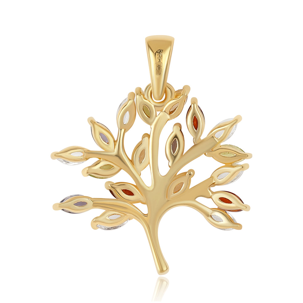 Colgante de Plata Bañada en Oro con Peridoto y Granate rojo 2 