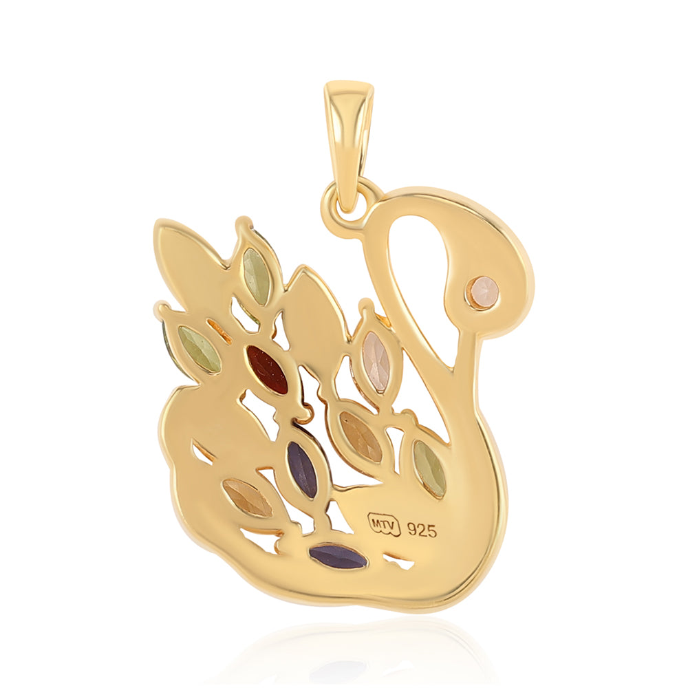 Colgante de Plata Bañada en Oro con Peridoto y Citrino 2 