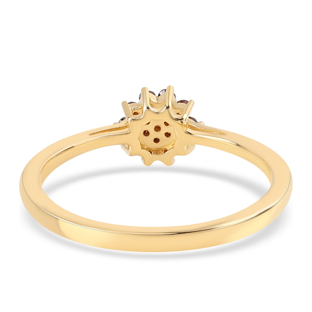 Anillo de Plata Bañada en Oro con Diamante Rojo