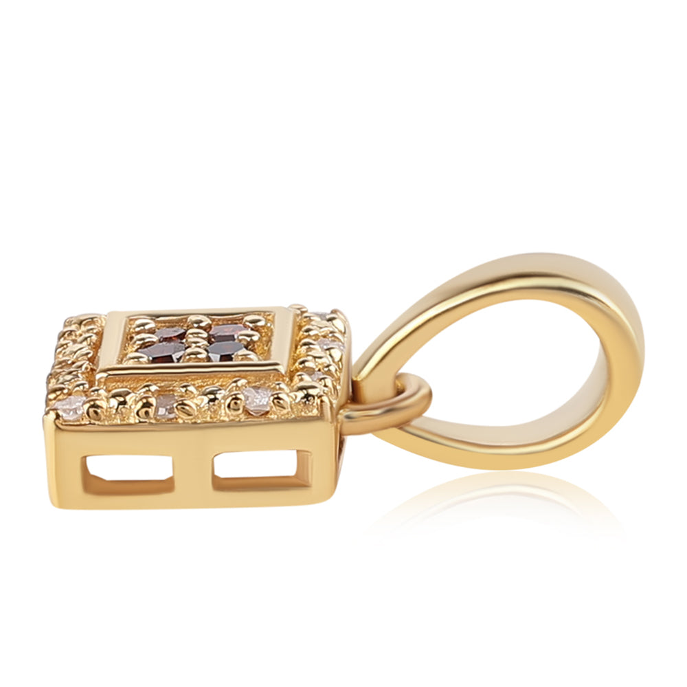 Colgante de Plata Bañada en Oro con Diamante Rojo y Diamante blanco 2 