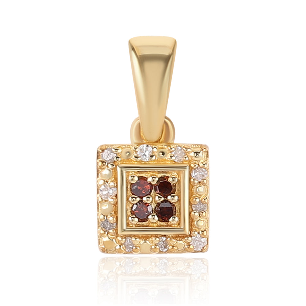Colgante de Plata Bañada en Oro con Diamante Rojo y Diamante blanco 4 