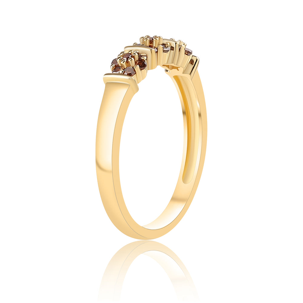 Anillo de Plata Bañada en Oro con Diamante Rojo 5 