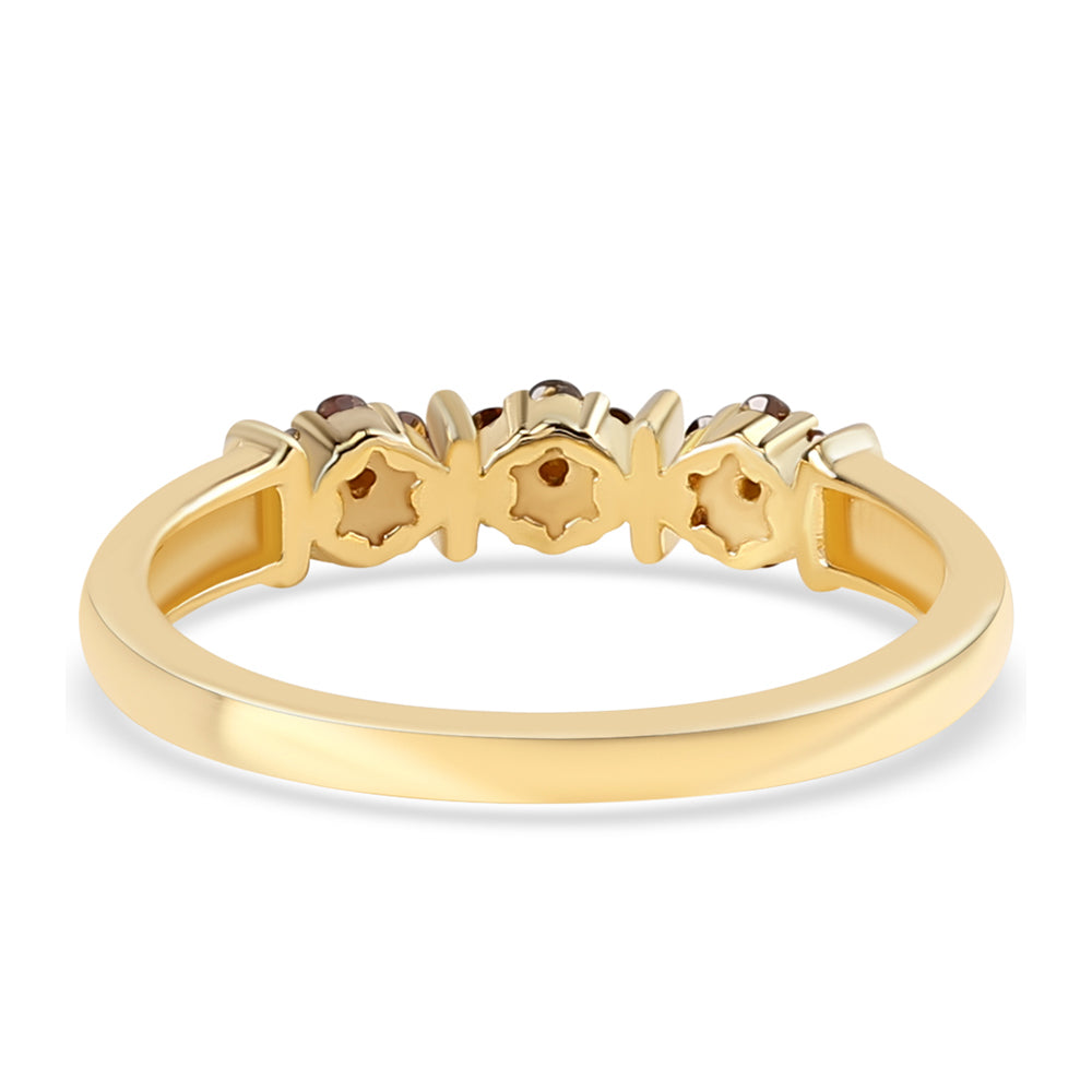 Anillo de Plata Bañada en Oro con Diamante Rojo 3 