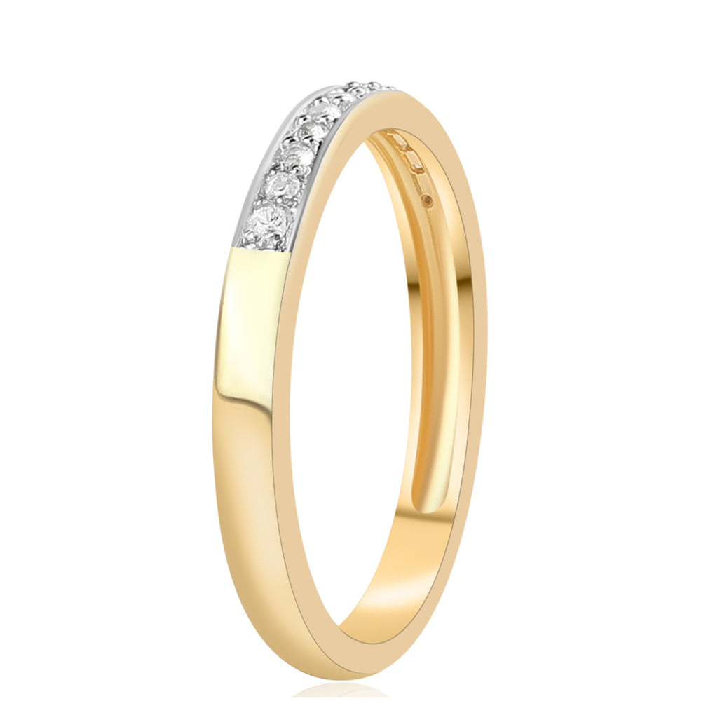 Anillo de Plata Bañada en Oro con Diamante Rojo y Topacio Blanco 2 