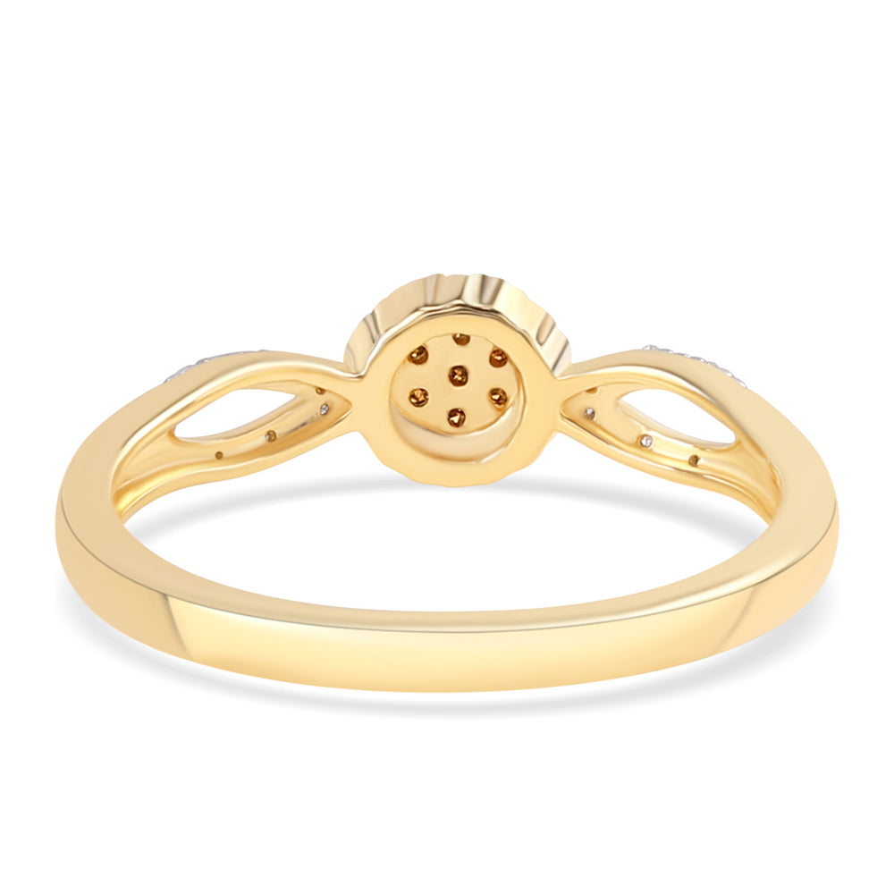 Anillo de Plata Bañada en Oro con Diamante Rojo y Diamante blanco 3 