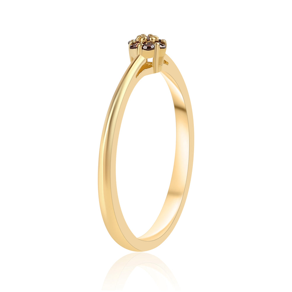 Anillo de Plata Bañada en Oro con Diamante Rojo 5 