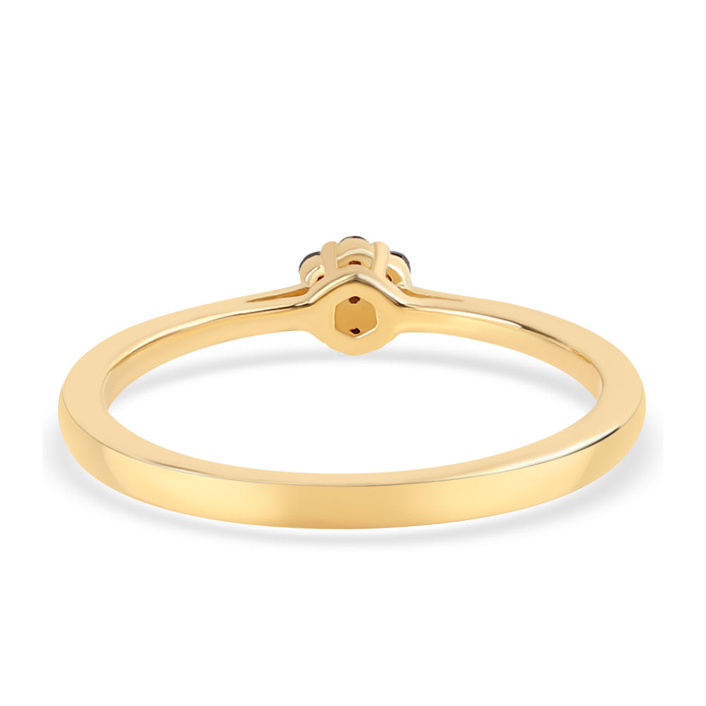 Anillo de Plata Bañada en Oro con Diamante Rojo 6 