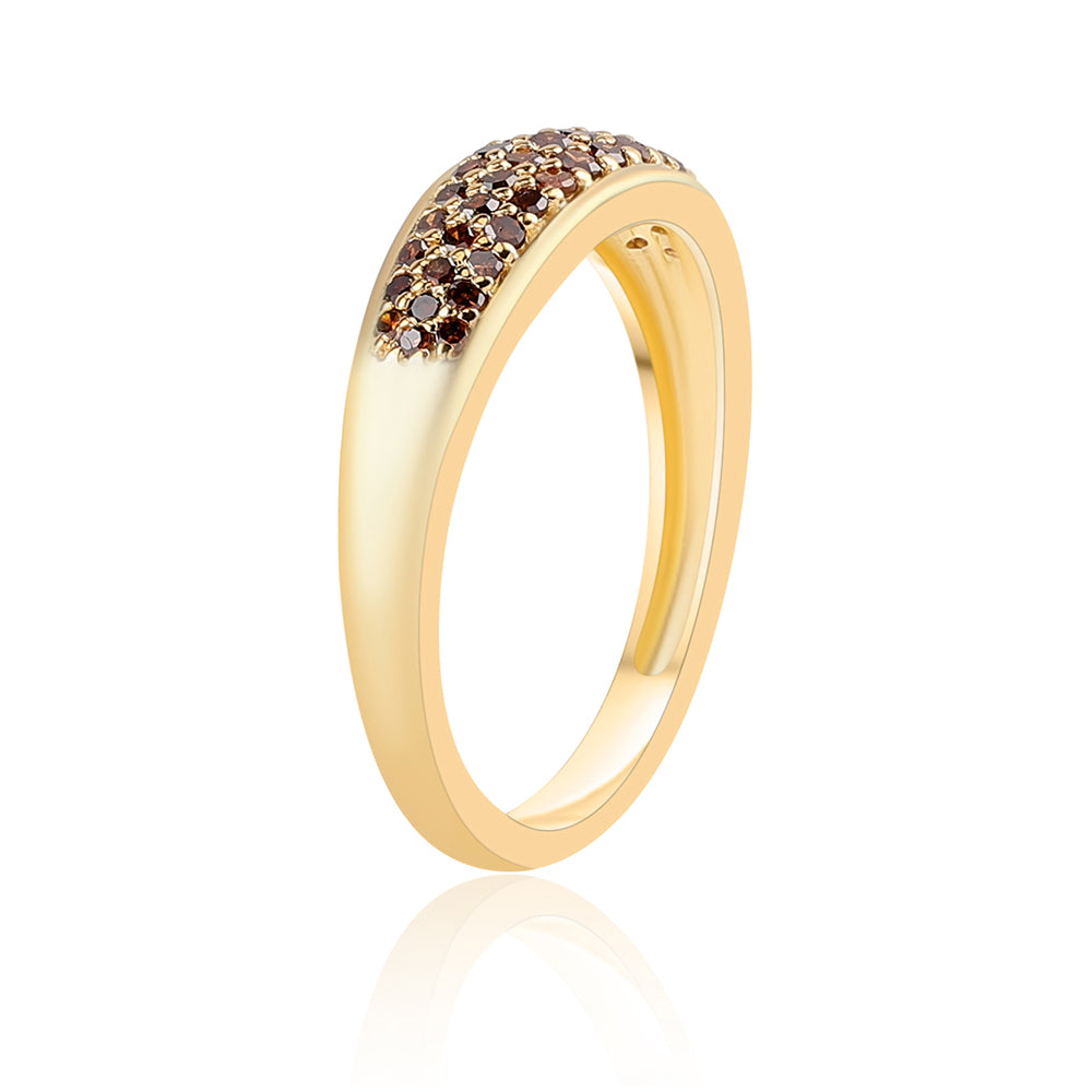 Anillo de Plata Bañada en Oro con Diamante Rojo 2 