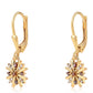 Pendientes de Plata Bañada en Oro con Diamante Rojo y Diamante blanco
