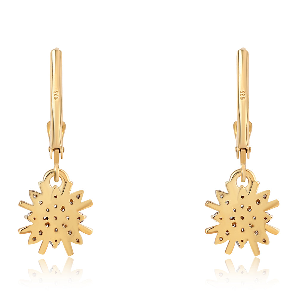 Pendientes de Plata Bañada en Oro con Diamante Rojo y Diamante blanco 3 