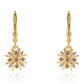 Pendientes de Plata Bañada en Oro con Diamante Rojo y Diamante blanco