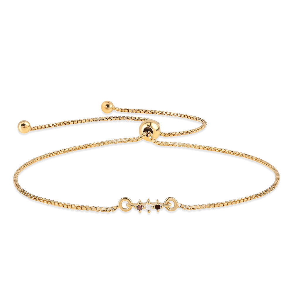 Pulsera de Plata Bañada en Oro con Diamante Rojo y Diamante blanco 1 