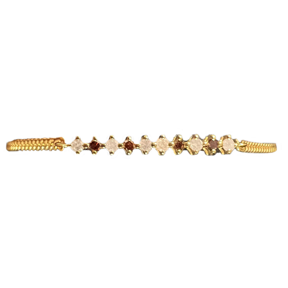 Pulsera de Plata Bañada en Oro con Diamante Rojo y Diamante blanco 3 
