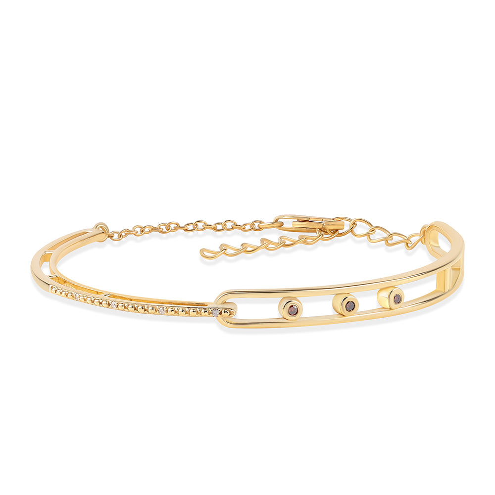 Pulsera de Plata Bañada en Oro con Diamante Rojo y Diamante blanco 1 