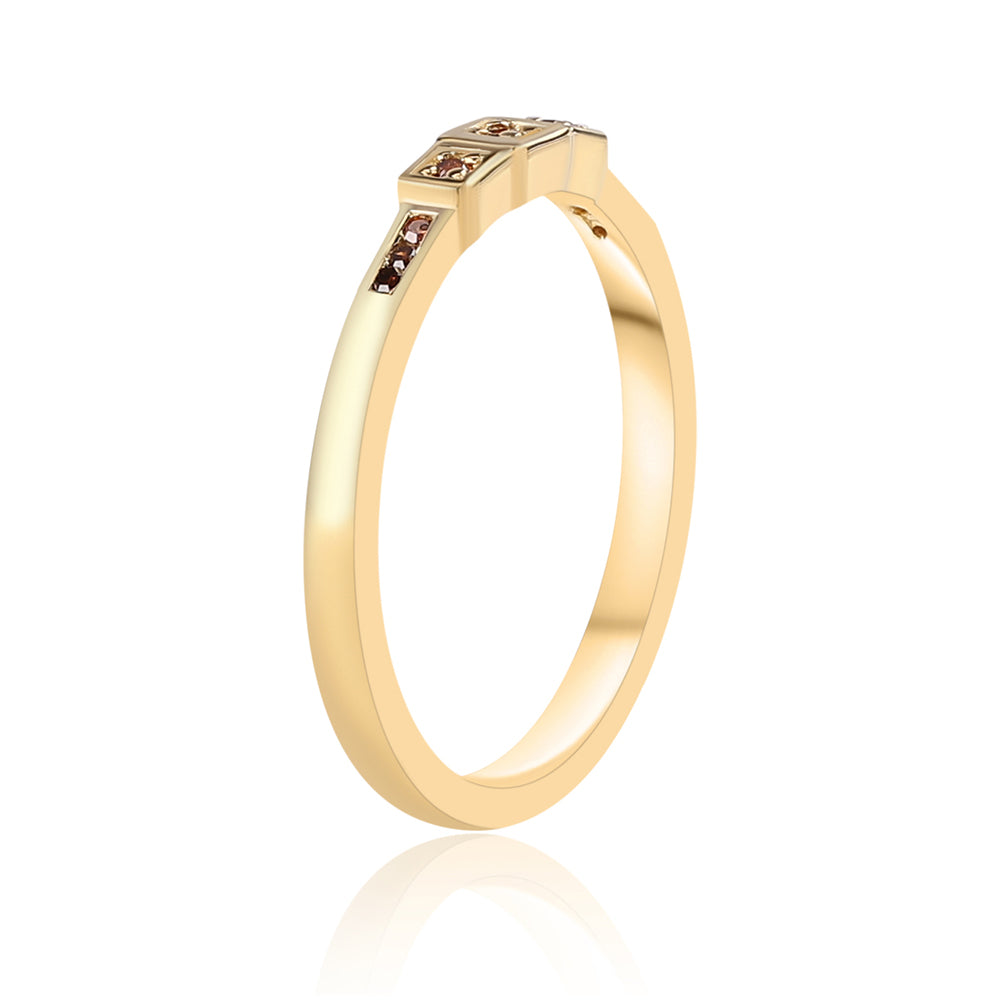 Anillo de Plata Bañada en Oro con Diamante Rojo 5 