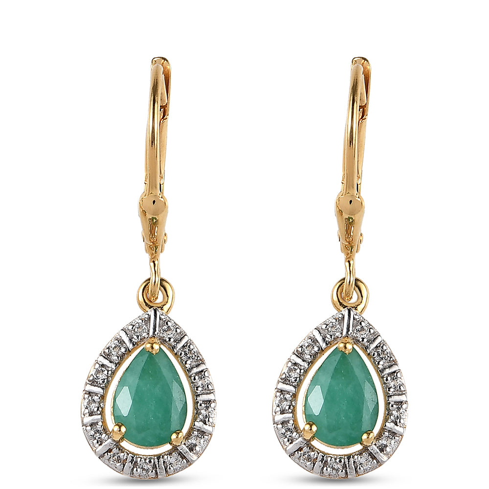 Conjunto de Plata Bañada en Oro con Rubí de Tailandia y Esmeralda de Brasil ( Pendientes ) 2 