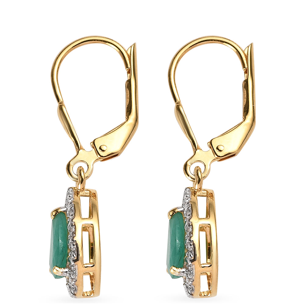 Conjunto de Plata Bañada en Oro con Rubí de Tailandia y Esmeralda de Brasil ( Pendientes ) 3 