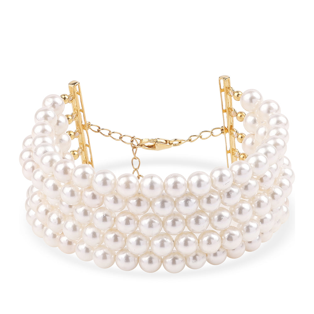 Pulsera de Plata Bañada en Oro con Perla blanca de agua dulce 1 