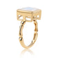 Anillo de Plata Bañada en Oro con Piedra de Luna de arcoiris AA