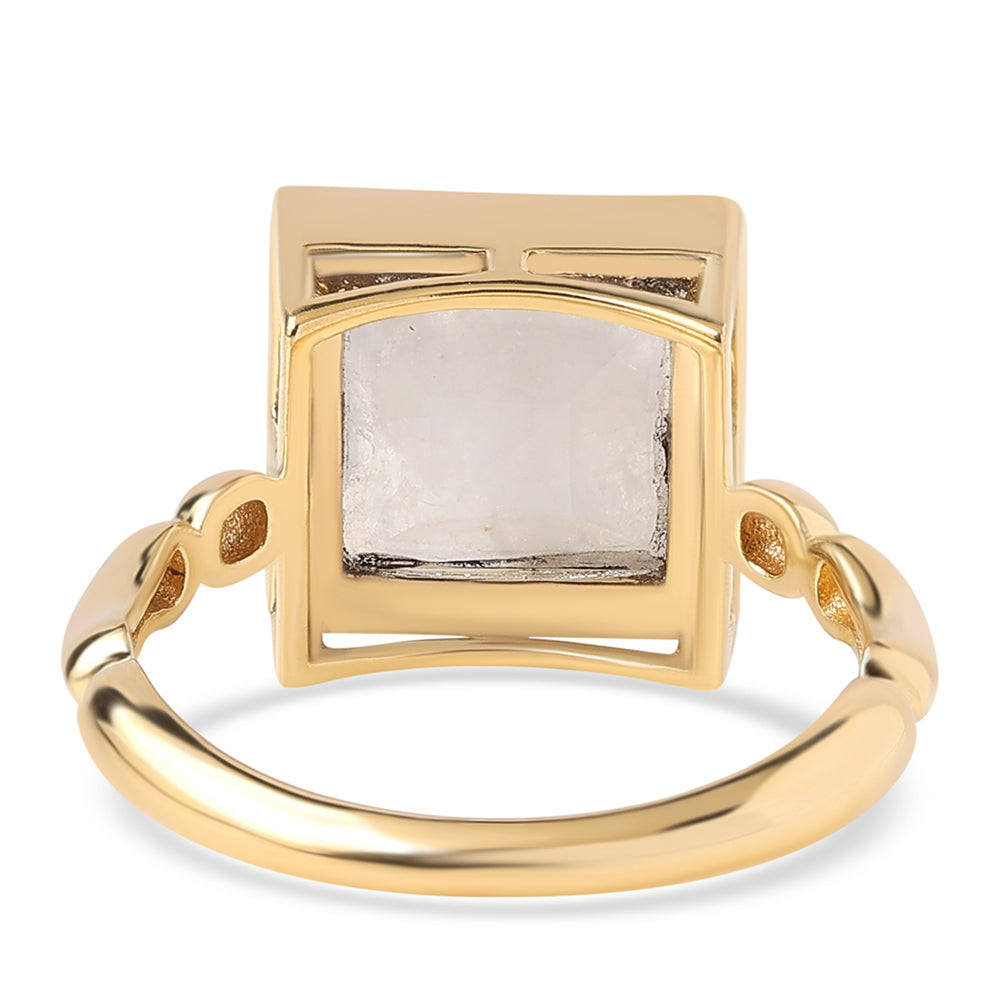 Anillo de Plata Bañada en Oro con Piedra de Luna de arcoiris AA 3 