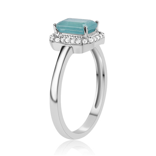Anillo de Plata con Grandidierita y Topacio Blanco