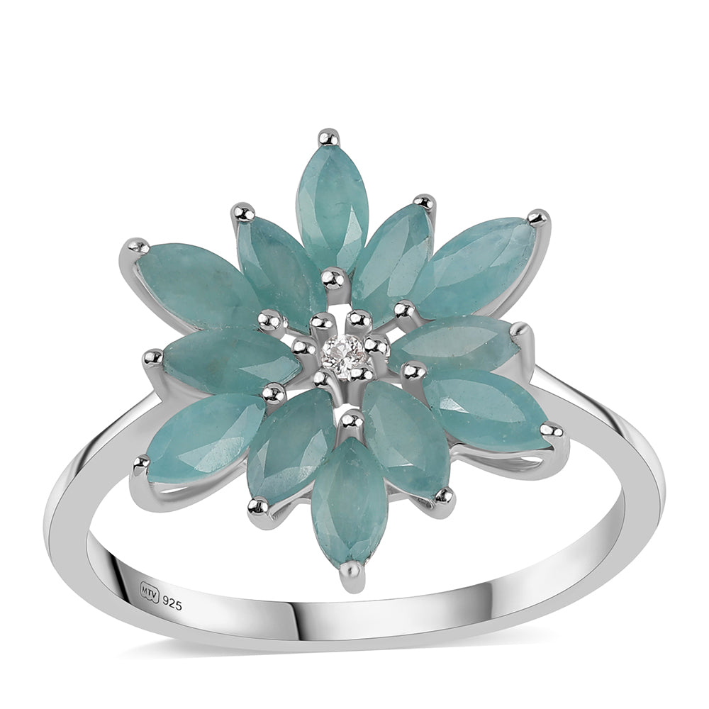 Anillo de Plata con Grandidierita y Topacio Blanco