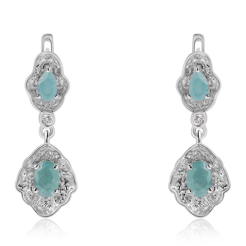 Pendientes de Plata con Grandidierita y Topacio Blanco 3 