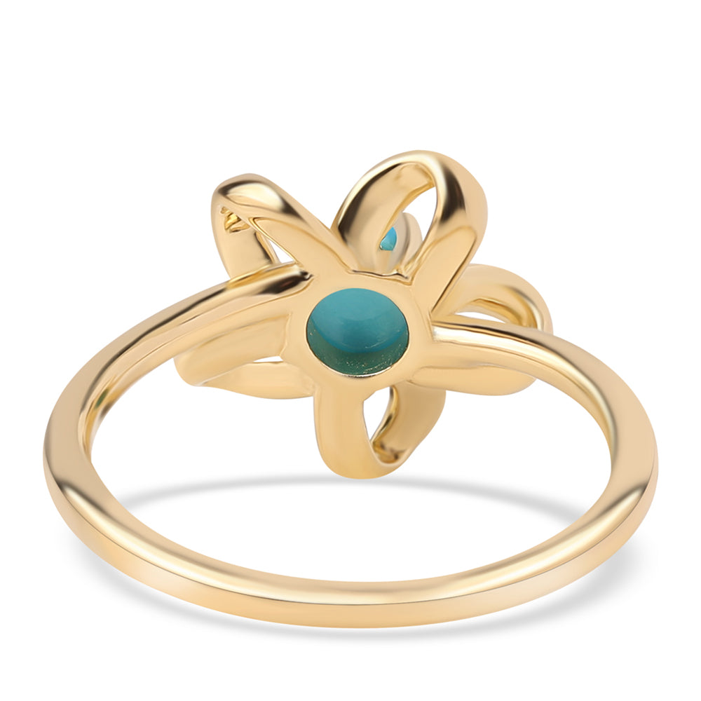 Anillo de Plata Bañada en Oro con Turquesa Bella Durmiente 2 