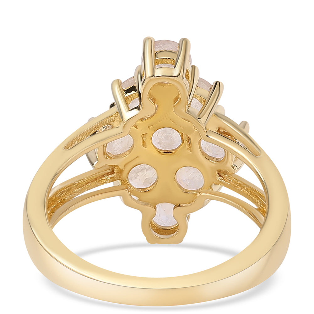 Anillo de Plata Bañada en Oro con Piedra de Luna de arcoiris AA 2 