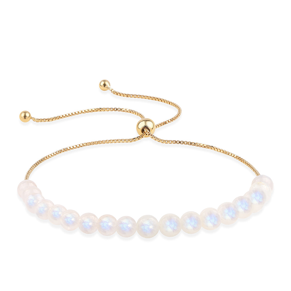 Pulsera de Plata Bañada en Oro con Piedra Lunar Arco Iris