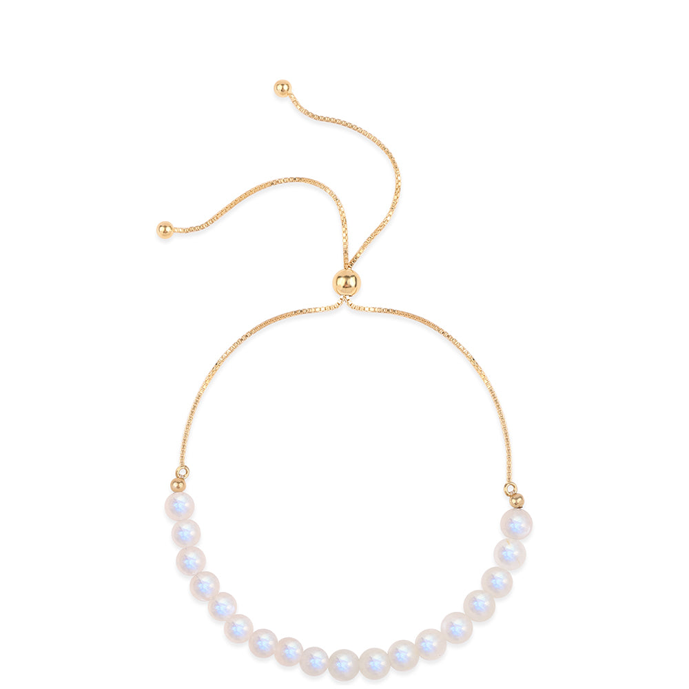 Pulsera de Plata Bañada en Oro con Piedra Lunar Arco Iris 3 