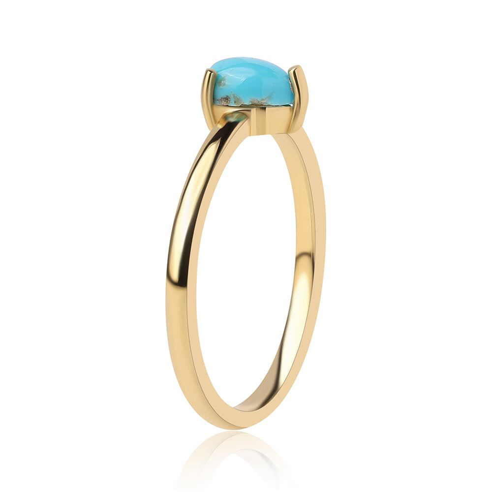 Anillo de Plata Bañada en Oro con Turquesa Bella Durmiente 3 