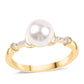 Anillo de Plata Bañada en Oro con Perla blanca de agua dulce y Topacio Blanco
