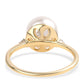 Anillo de Plata Bañada en Oro con Perla blanca de agua dulce y Topacio Blanco
